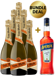 6 Btls Terre Molin Prosecco DOC Brut 75Cl Get 1 Btl Aperol Aperitivo 1L Free