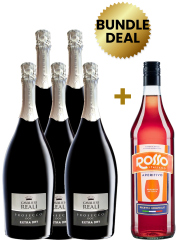 Buy 5 Bottles Cavalieri Reali Prosecco Doc Treviso Extra Dry (Dark Bottle) 75Cl, Get 1 Bottle Rosso Italiano Aperitivo 1L Free